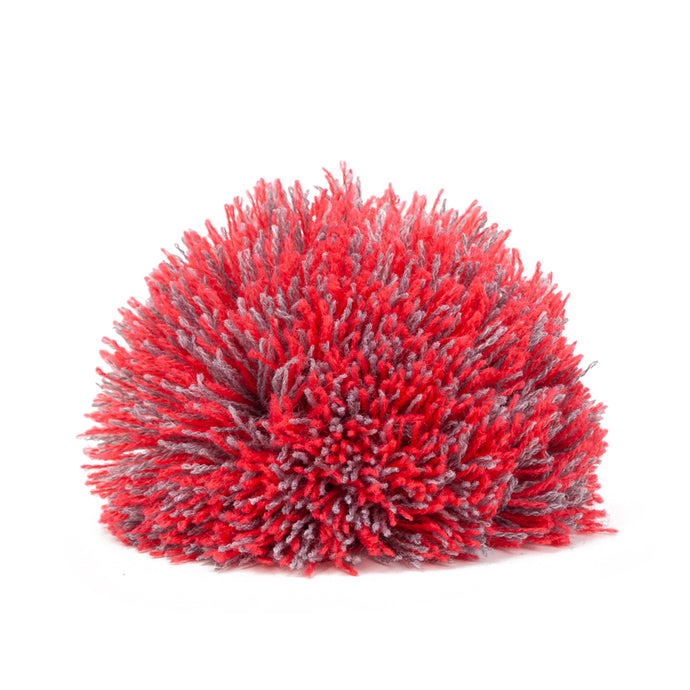 Pompon bleu corail et gris