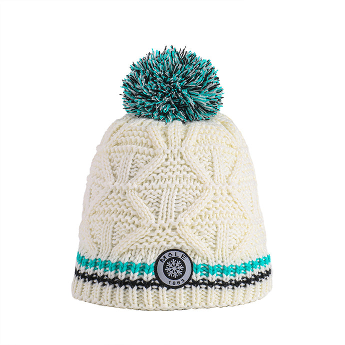 Bonnet femme pompon BH3 grosse maille double polaire hiver